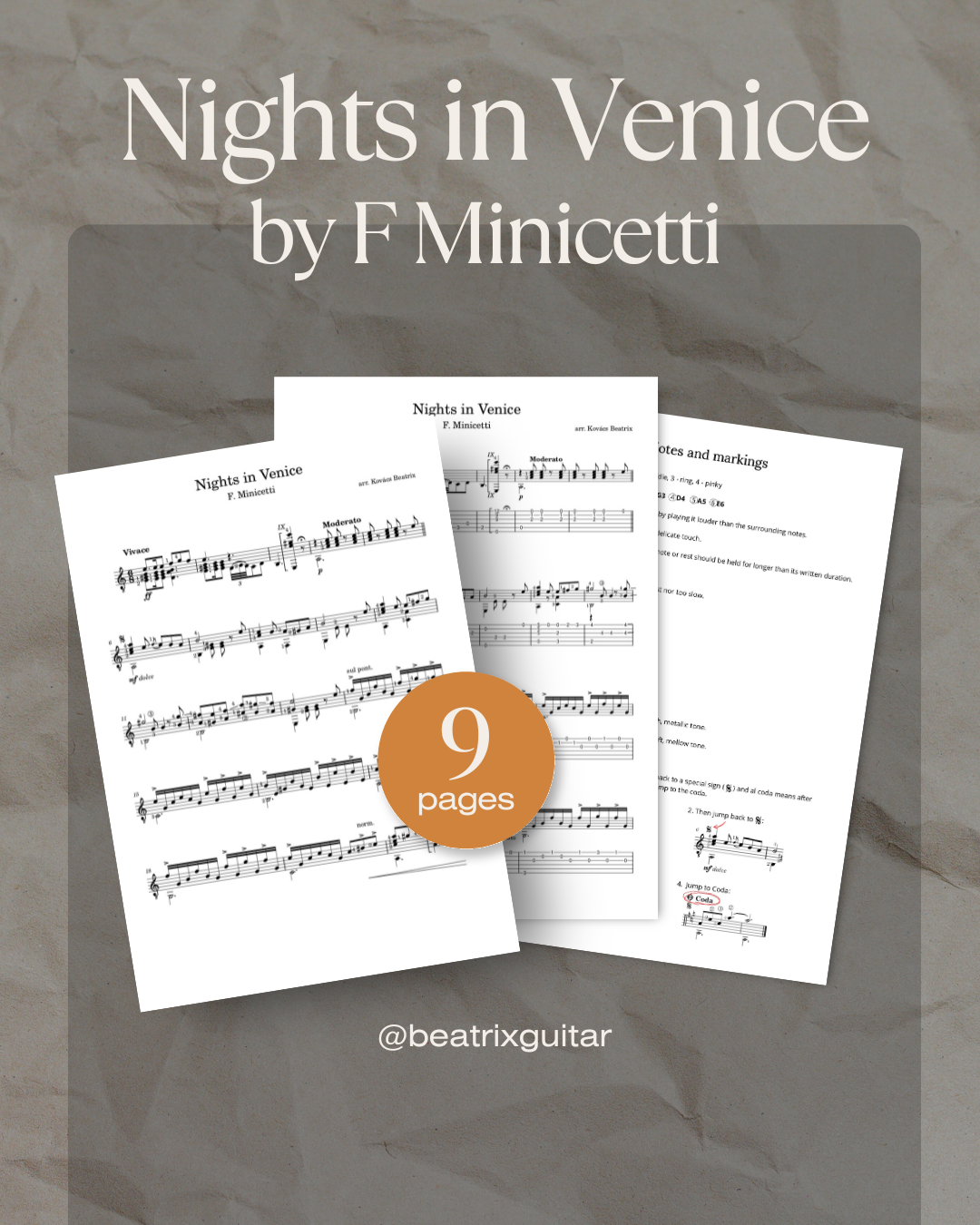 Nights in Venice - sheet music + tabs